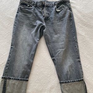 ZARA- STOVE PIPE FOLDED JEANS WITH A HIGH WAIST Size 32 (US 14)